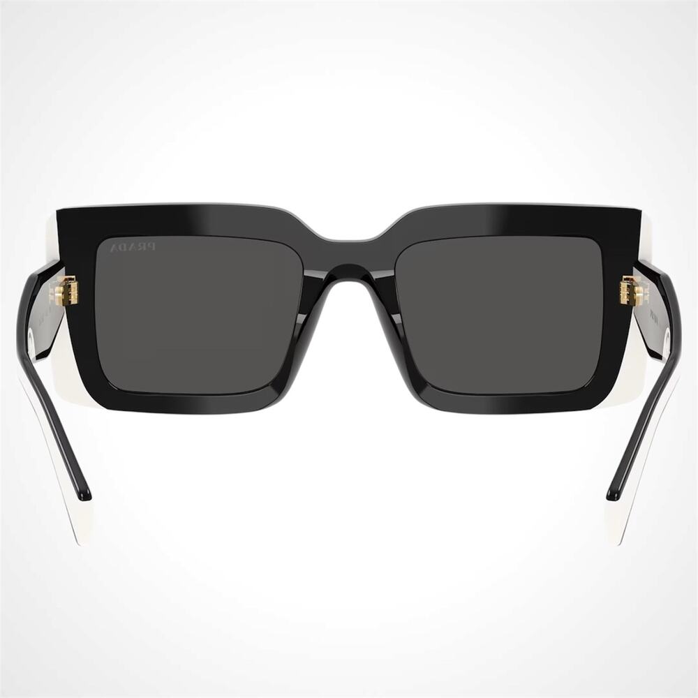 NEW PRADA Sunglasses Black White Talc Gold Symbole Logo Womens Rectangle - Picture 5 of 6